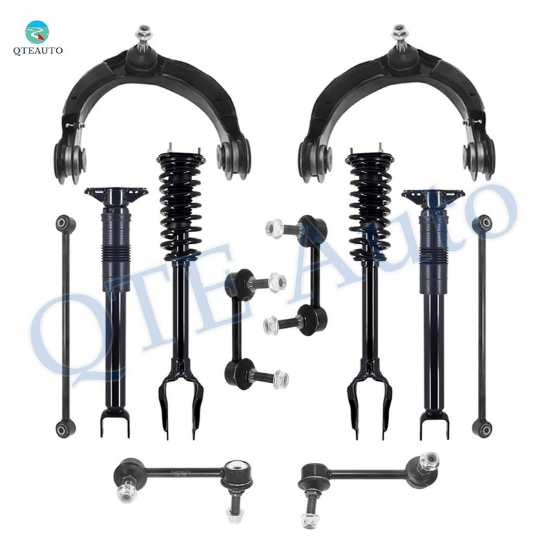 Set of 12 Front Upper Control Arm Ball Joint-Sway Bar Link-Quick Complete Strut-Coil Spring Assembly-Rear Lower Rearward Control Arm-Sway Bar Link-Complete Shock Absorber Kit For 2011-2015 Dodge Durango