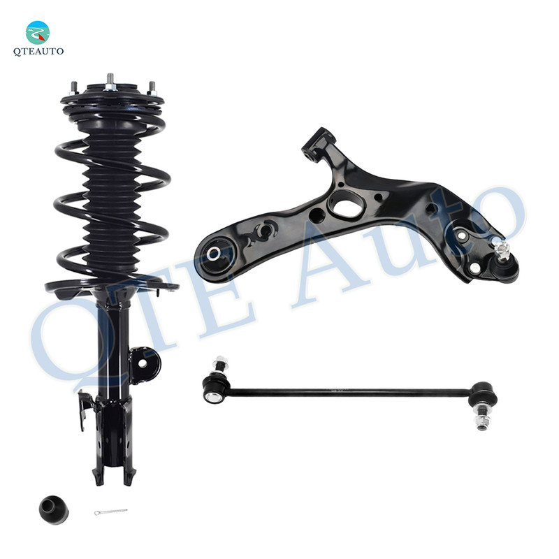 Set of 3 Front Right Lower Control Arm Ball Joint-Sway Bar Link-Quick Complete Strut-Coil Spring Assembly For 2006-2012 Toyota RAV4 L4