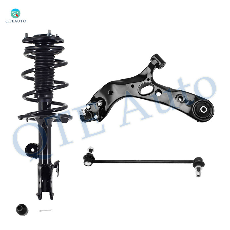 Set of 3 Front Left Lower Control Arm Ball Joint-Sway Bar Link-Quick Complete Strut-Coil Spring Assembly For 2006-2008 Toyota RAV4
