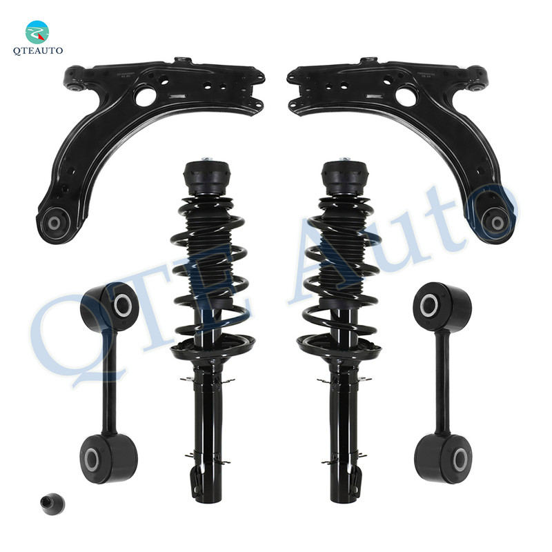 Set of 6 Front Lower Control Arm-Sway Bar Link-Quick Complete Strut-Coil Spring Assembly For 2001-2010 Volkswagen Beetle