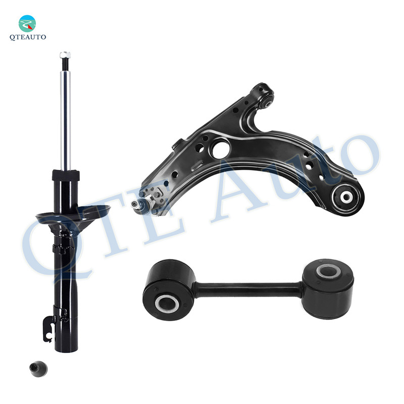 Set of 3 Front Left Lower Control Arm Ball Joint-Sway Bar Link-Suspension Strut Assembly For 2003-2006 Volkswagen Golf