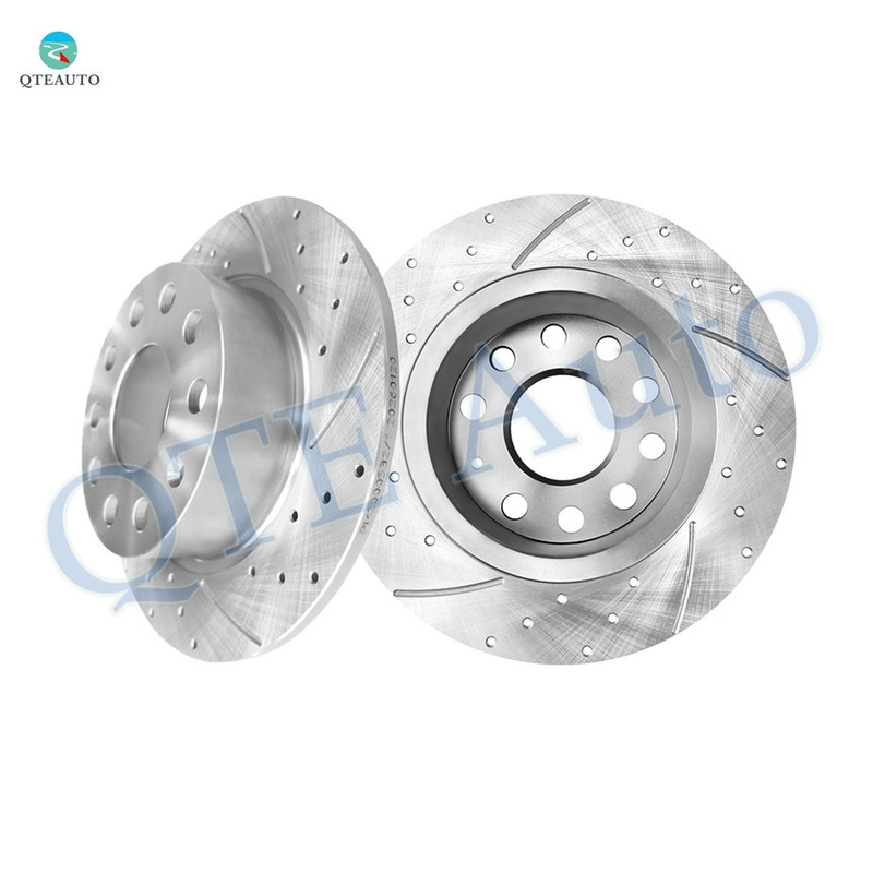 Rear 253mm Drilled Slotted Brake Disc Rotors For 2006 2010-2012 Seat Altea