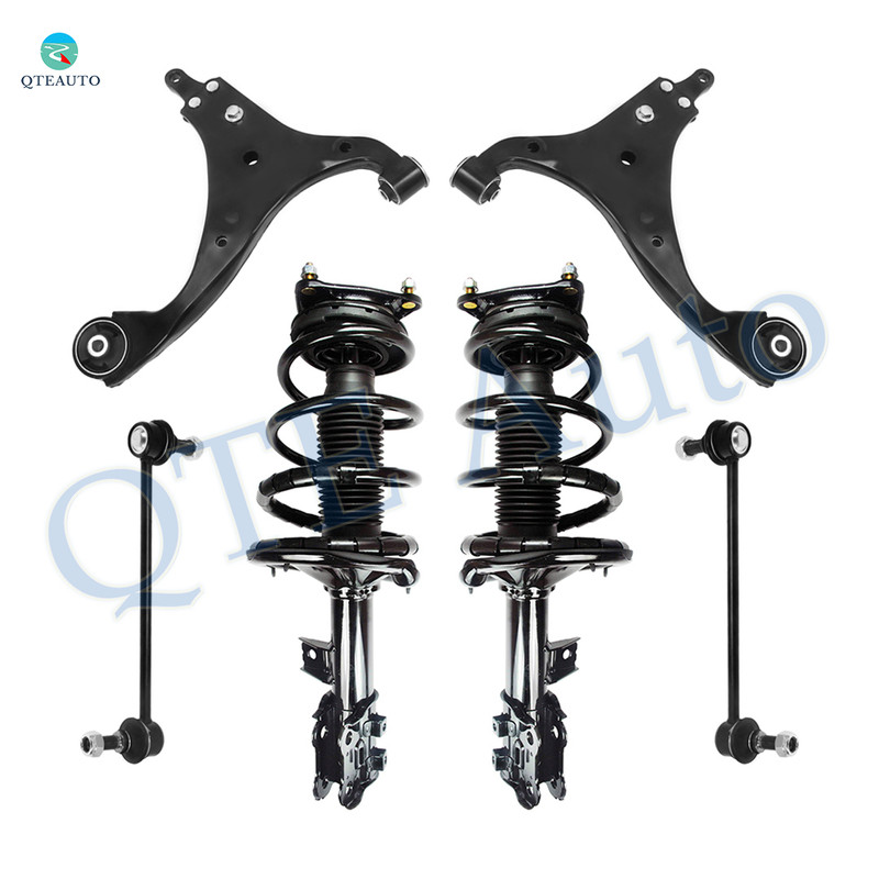 Set of 6 Front Lower Control Arm-Sway Bar Link-Quick Complete Strut-Coil Spring Assembly For 2009 2010 Hyundai Elantra