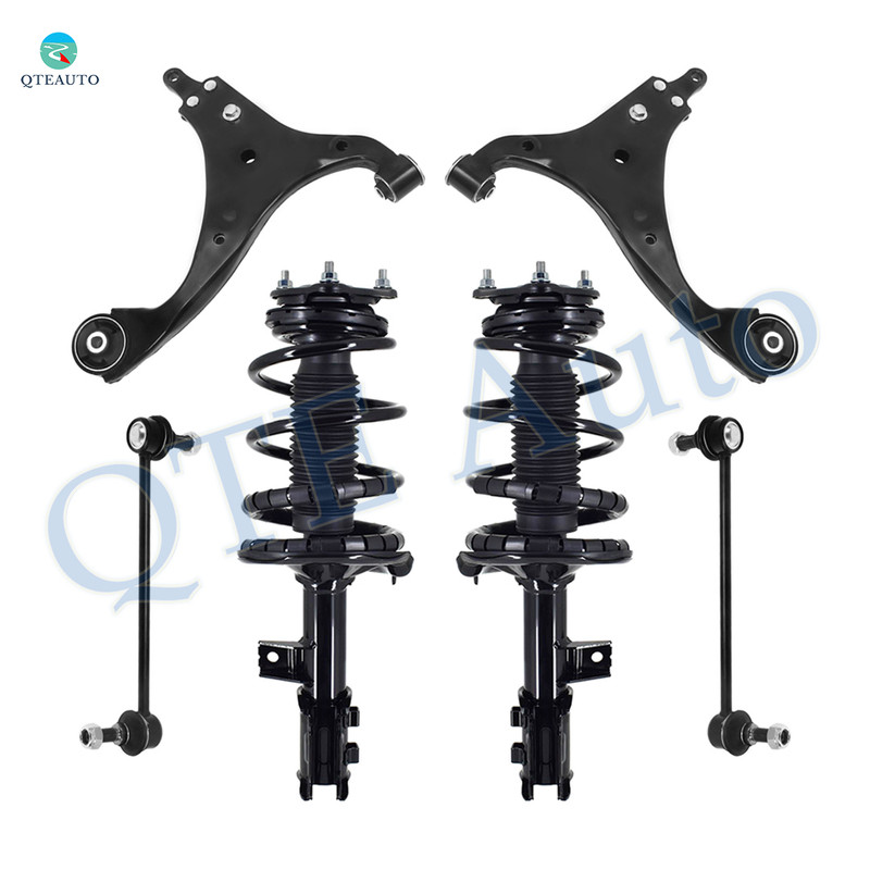 Set of 6 Front Lower Control Arm-Sway Bar Link-Quick Complete Strut-Coil Spring Assembly For 2007-2010 Hyundai Elantra