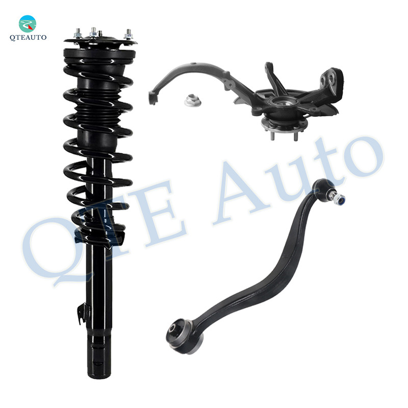 Set of 3 Front Right Lower Rearward Control Arm Ball Joint-Suspension Knuckle Assembly-Quick Complete Strut-Coil Spring Assembly For 2006-2009 Ford Fusion