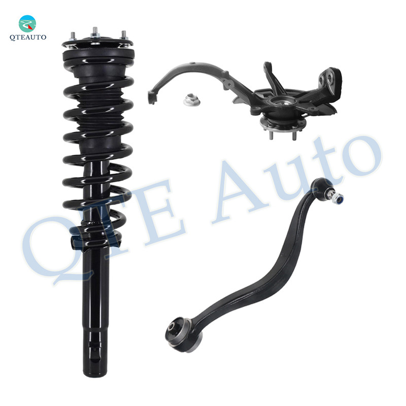 Set of 3 Front Right Lower Rearward Control Arm Ball Joint-Suspension Knuckle Assembly-Quick Complete Strut-Coil Spring Assembly For 2010-2012 Ford Fusion