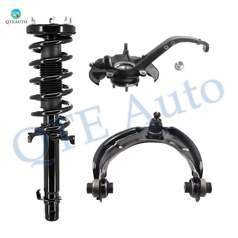 Set of 3 Front Left Upper Control Arm Ball Joint-Suspension Knuckle Assembly-Quick Complete Strut-Coil Spring Assembly For 2009-2014 Acura TSX
