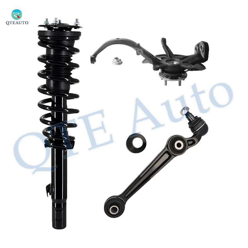 Set of 3 Front Right Lower Forward Control Arm Ball Joint-Suspension Knuckle Assembly-Quick Complete Strut-Coil Spring Assembly For 2007-2009 Ford Fusion L4