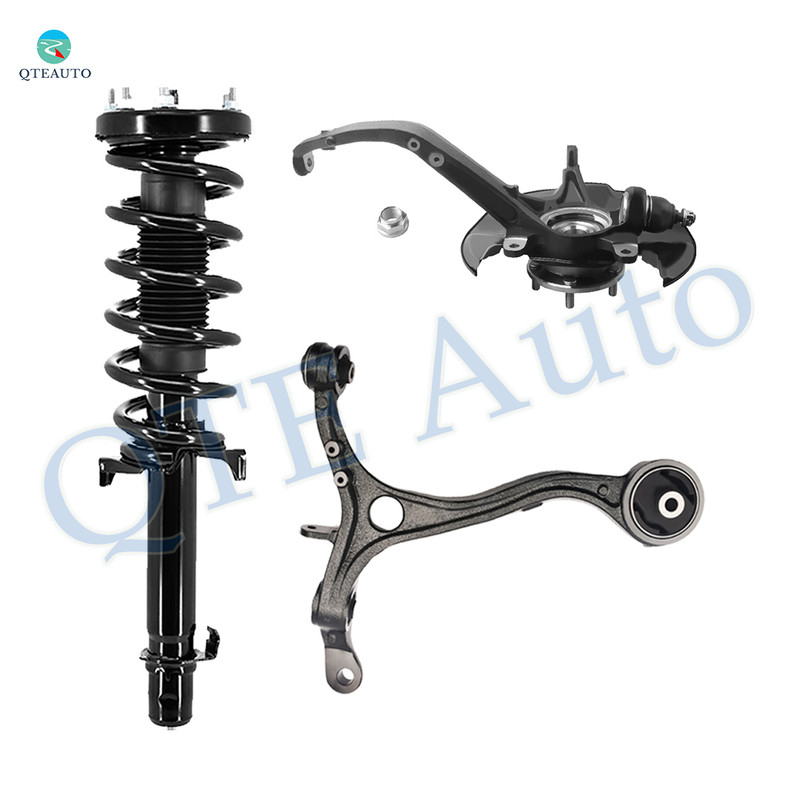 Set of 3 Front Right Lower Control Arm-Suspension Knuckle Assembly-Quick Complete Strut-Coil Spring Assembly For 2009-2014 Acura TSX Sedan