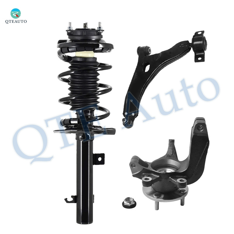 Set of 3 Front Left Lower Control Arm Ball Joint-Suspension Knuckle Assembly-Quick Complete Strut-Coil Spring Assembly For 2007 Ford Focus