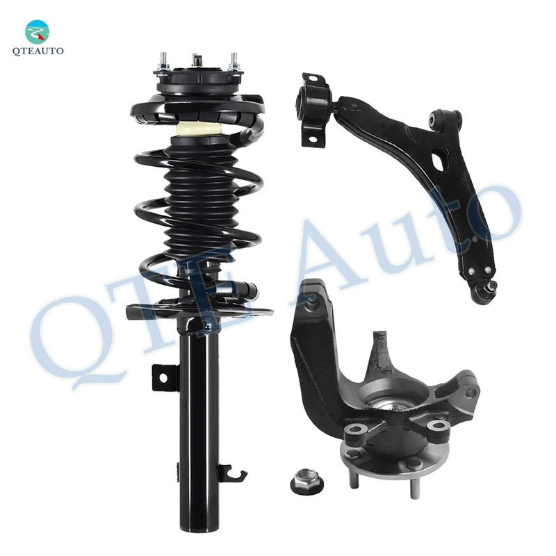 Set of 3 Front Right Lower Control Arm Ball Joint-Suspension Knuckle Assembly-Quick Complete Strut-Coil Spring Assembly For 2007 Ford Focus