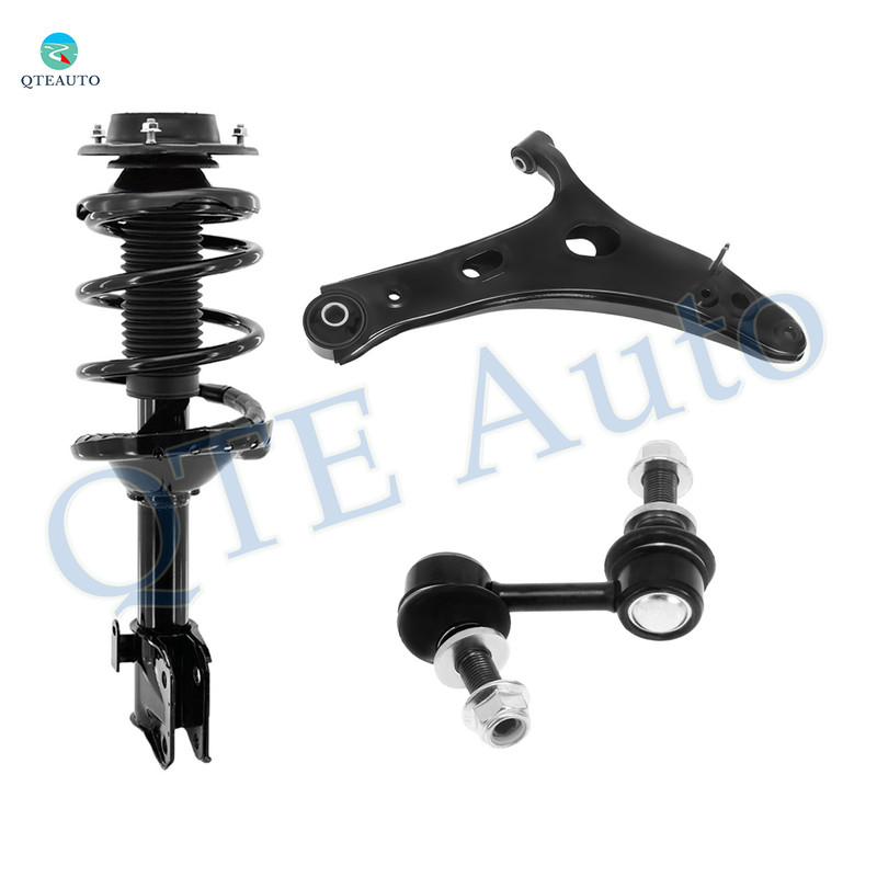 Set of 3 Front Left Lower Control Arm Ball Joint-Sway Bar Link-Quick Complete Strut-Coil Spring Assembly For 2014-2016 Subaru Forester H4