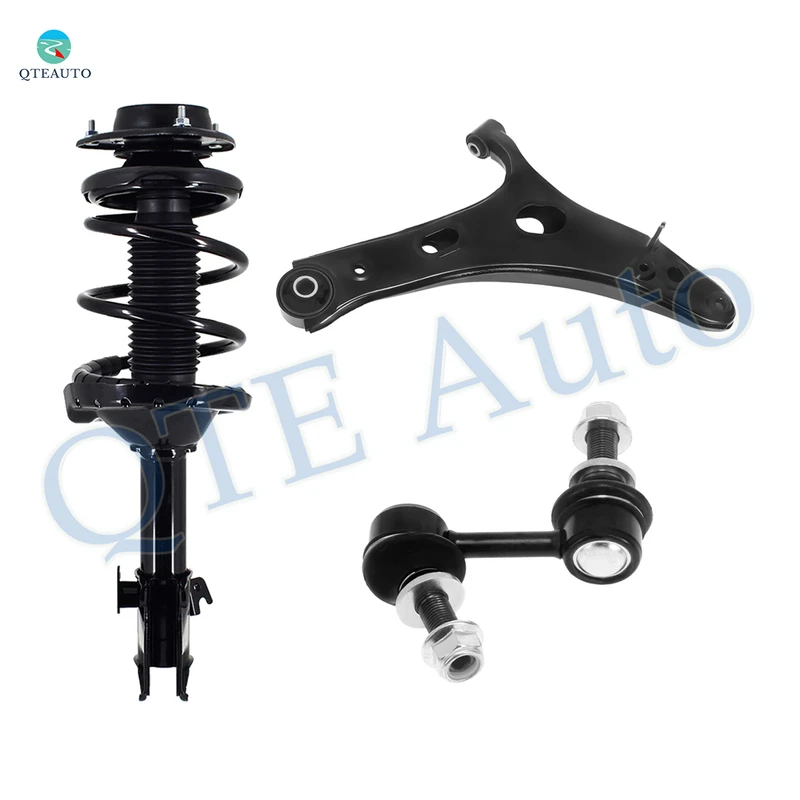 Set of 3 Front Left Lower Control Arm Ball Joint-Sway Bar Link-Quick Complete Strut-Coil Spring Assembly For 2014-2016 Subaru Forester