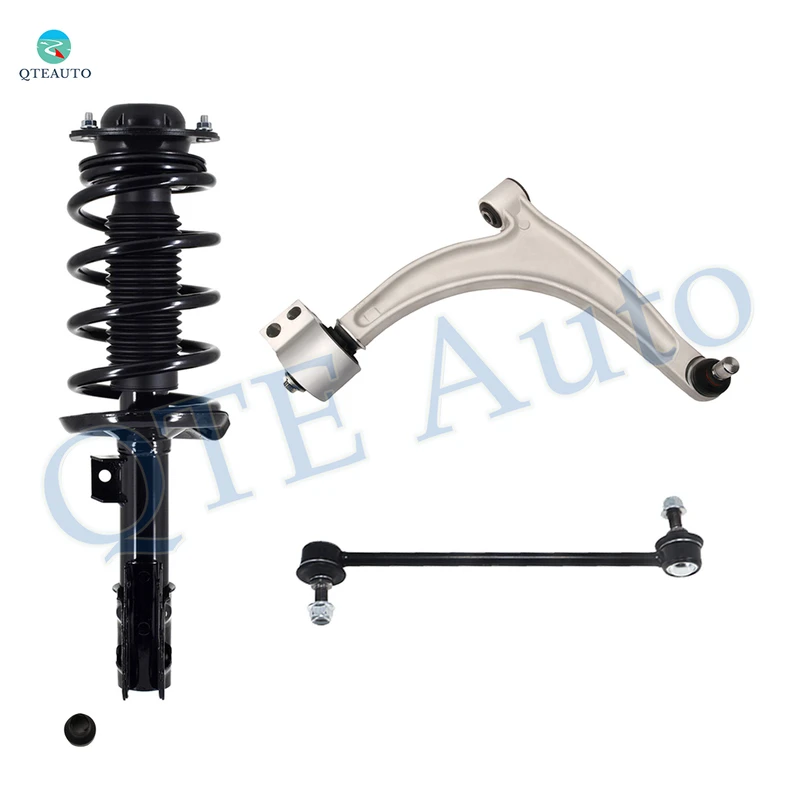 Set of 3 Front Right Lower Control Arm Ball Joint-Sway Bar Link-Quick Complete Strut-Coil Spring Assembly For 2004-2009 Chevrolet Malibu
