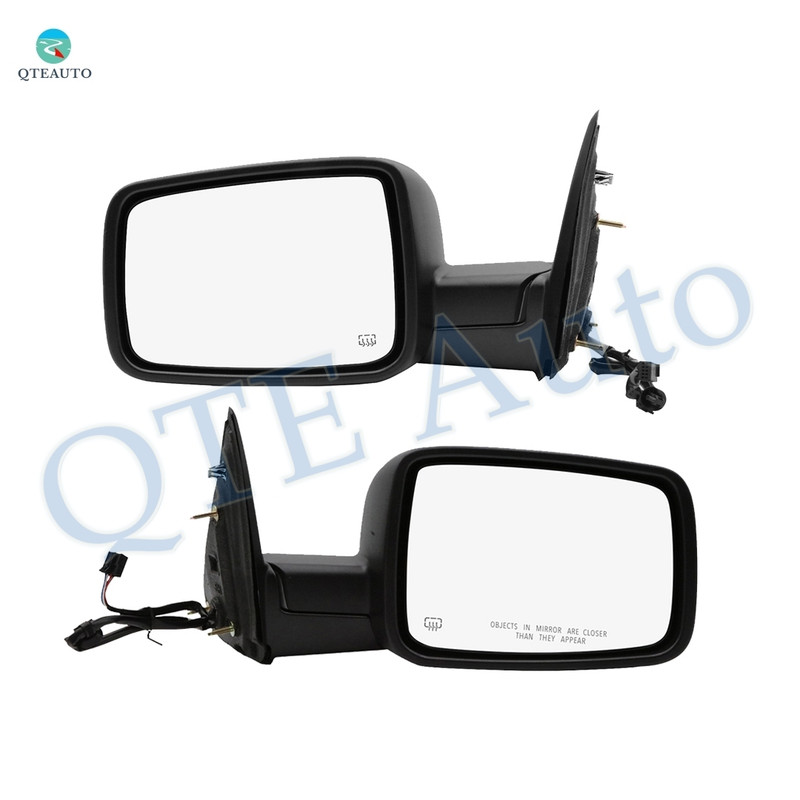 Driver & Passenger Side Mirrors, Power Adjust Heated Textured Black Manual Folding For 2009 2010 Dodge RAM 1500 No Signal Light No Blind Spot Feature No Memory
