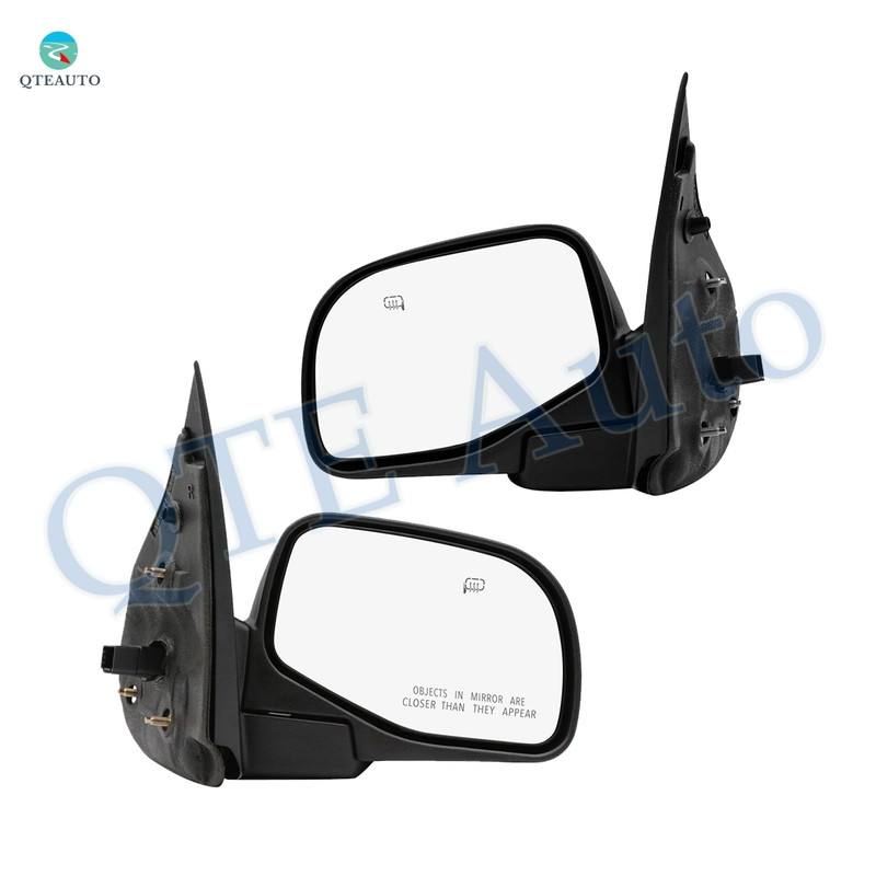 Driver & Passenger Side Mirrors, Power Adjust Heated Textured Black Manual Folding For 2002-2005 Ford Explorer No Signal Light No Blind Spot Feature No Memory