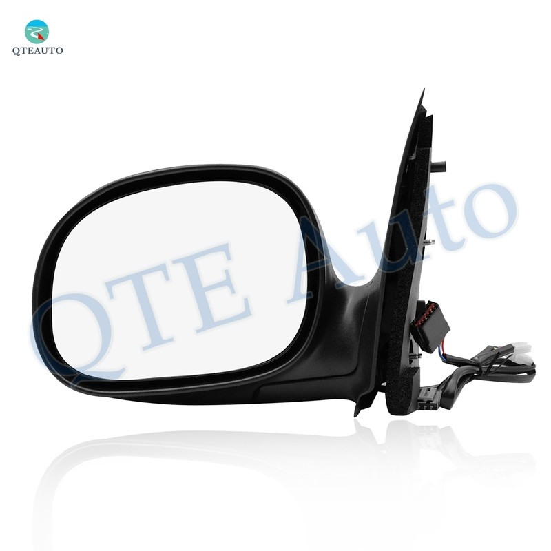 Left Driver Side Mirror, Power Adjust Non-Heated Chrome Manual Folding For 1998-2001 Ford F-150 No Signal Light No Blind Spot Feature No Memory