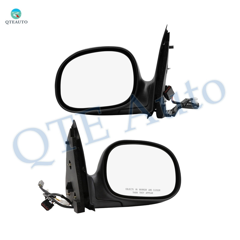 Driver & Passenger Side Mirrors, Power Adjust Non-Heated Chrome Manual Folding For 1998-2001 Ford F-150 No Signal Light No Blind Spot Feature No Memory