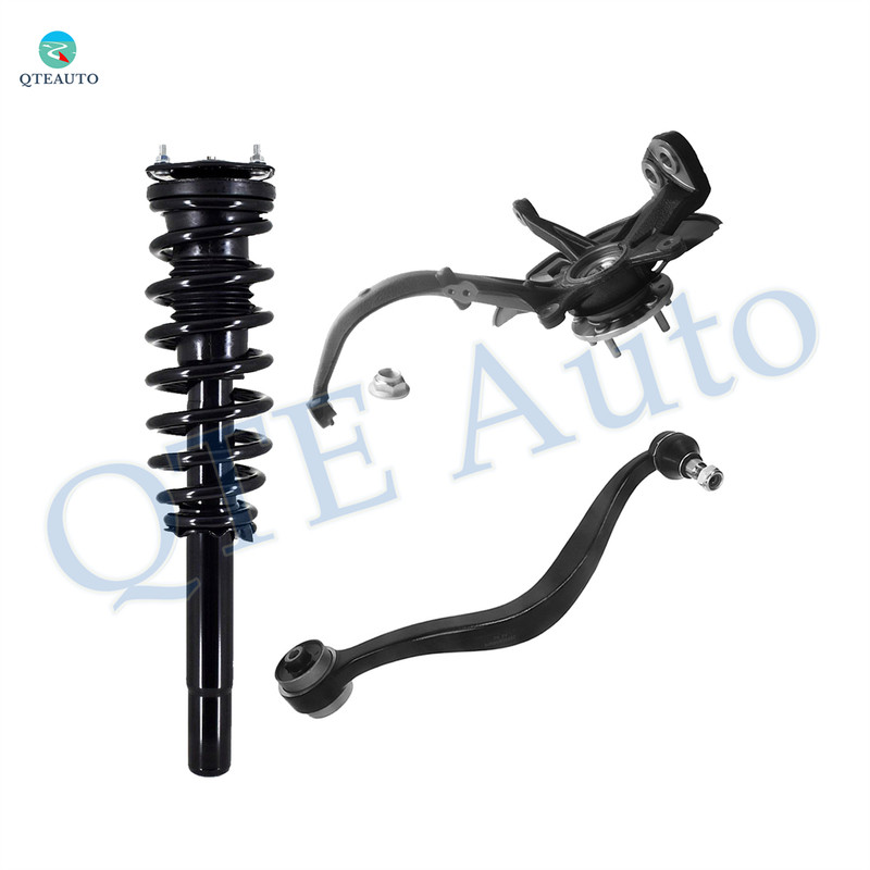 Set of 3 Front Right Lower Rearward Control Arm Ball Joint-Suspension Knuckle Assembly-Quick Complete Strut-Coil Spring Assembly For 2010-2012 Lincoln MKZ FWD
