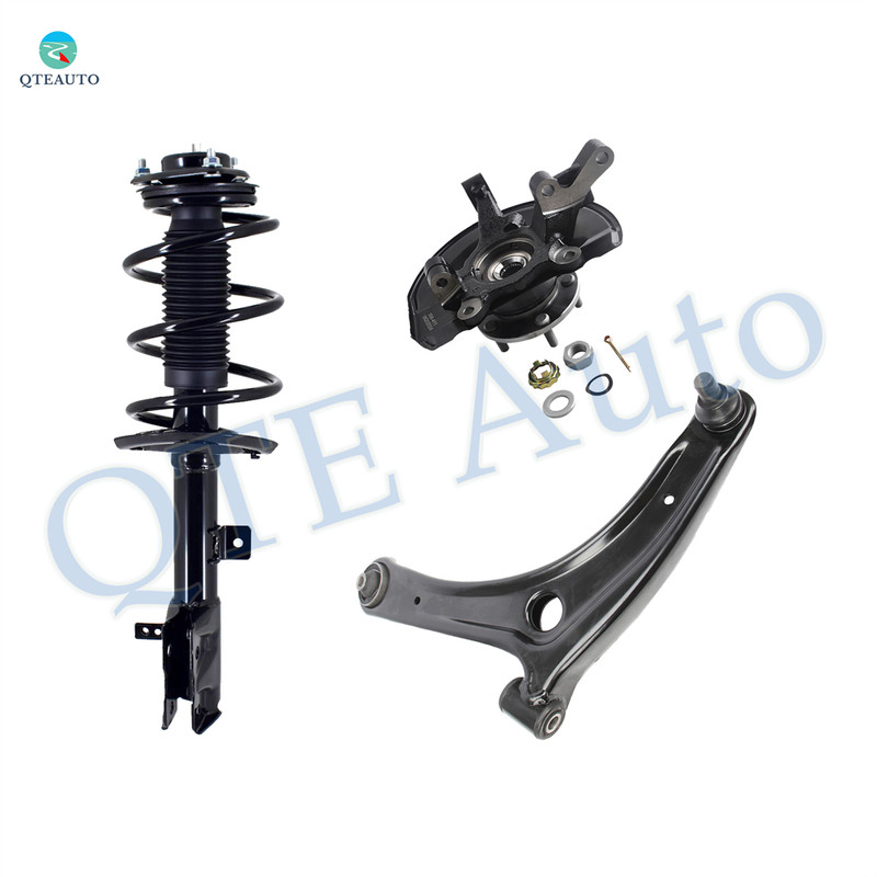 Set of 3 Front Left Lower Control Arm Ball Joint-Suspension Knuckle Assembly-Quick Complete Strut-Coil Spring Assembly For 2007-2010 Jeep Compass