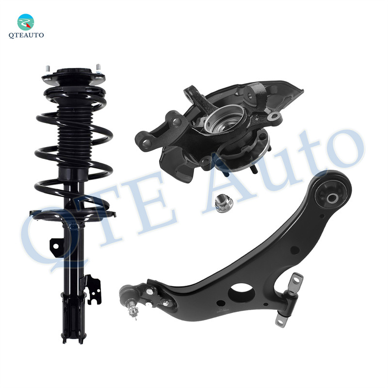 Set of 3 Front Right Lower Control Arm Ball Joint-Suspension Knuckle Assembly-Quick Complete Strut-Coil Spring Assembly For 2007-2010 Toyota Sienna