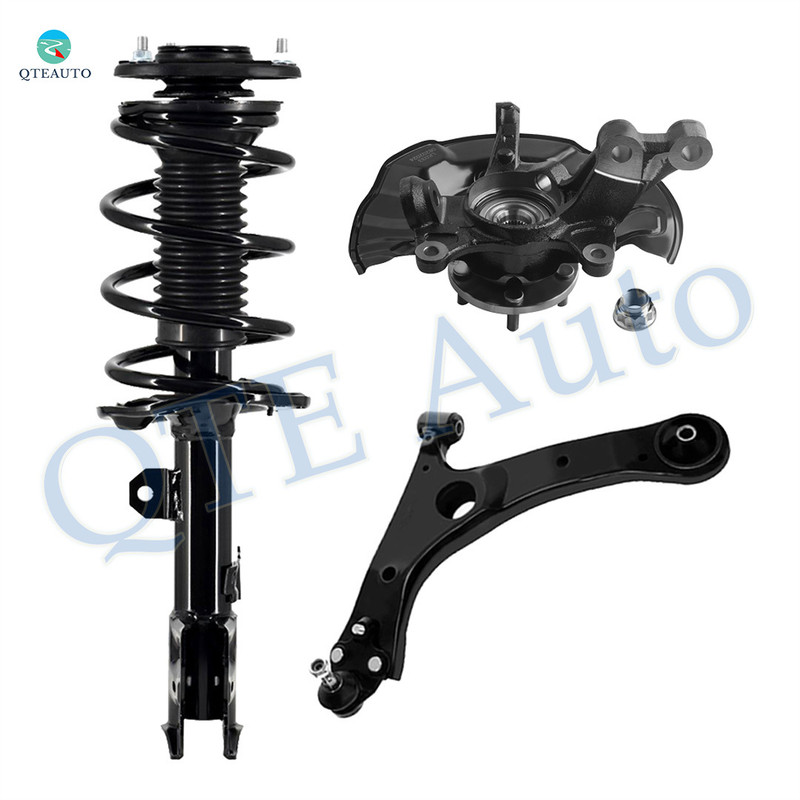 Set of 3 Front Left Lower Control Arm Ball Joint-Suspension Knuckle Assembly-Quick Complete Strut-Coil Spring Assembly For 2014-2017 Toyota Corolla