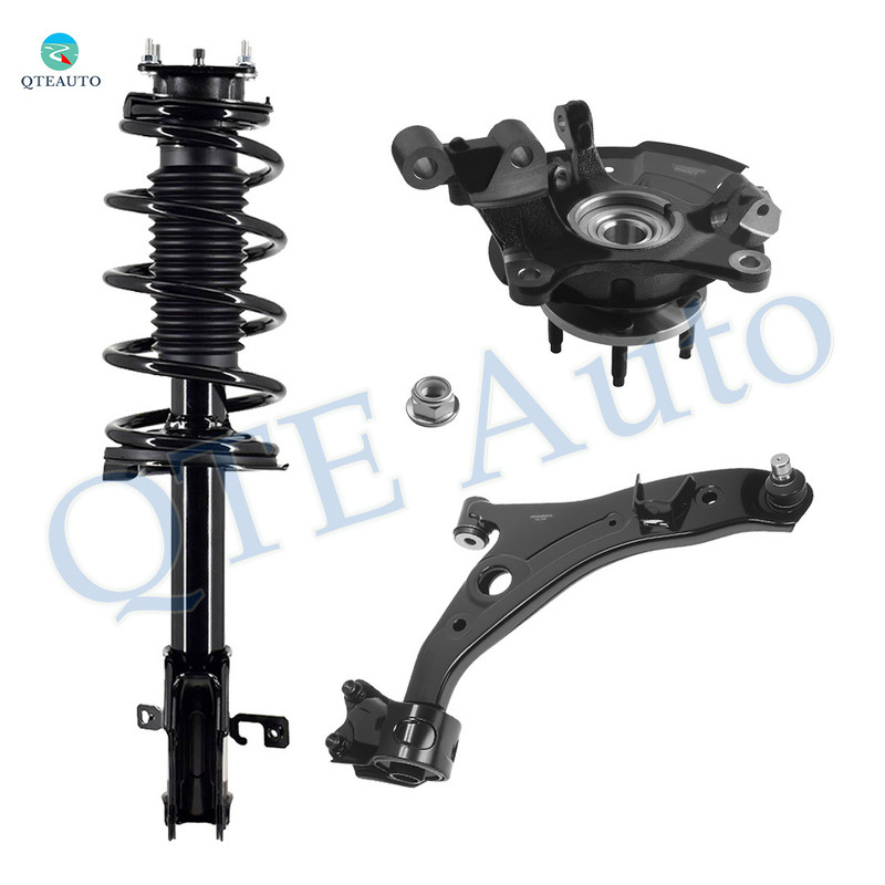 Set of 3 Front Right Lower Control Arm Ball Joint-Suspension Knuckle Assembly-Quick Complete Strut-Coil Spring Assembly For 2012-2014 Ford Edge
