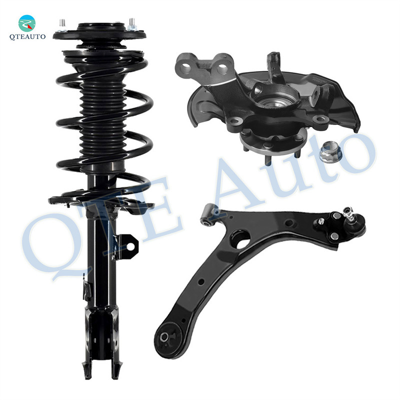 Set of 3 Front Right Lower Control Arm Ball Joint-Suspension Knuckle Assembly-Quick Complete Strut-Coil Spring Assembly For 2014-2017 Toyota Corolla