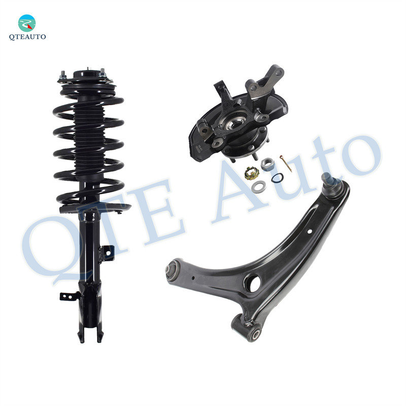 Set of 3 Front Left Lower Control Arm Ball Joint-Suspension Knuckle Assembly-Quick Complete Strut-Coil Spring Assembly For 2011-2017 Jeep Patriot FWD