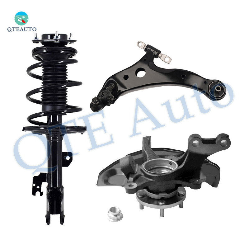 Set of 3 Front Left Lower Control Arm Ball Joint-Suspension Knuckle Assembly-Quick Complete Strut-Coil Spring Assembly For 2007-2009 Toyota Camry Exc. Japan Built