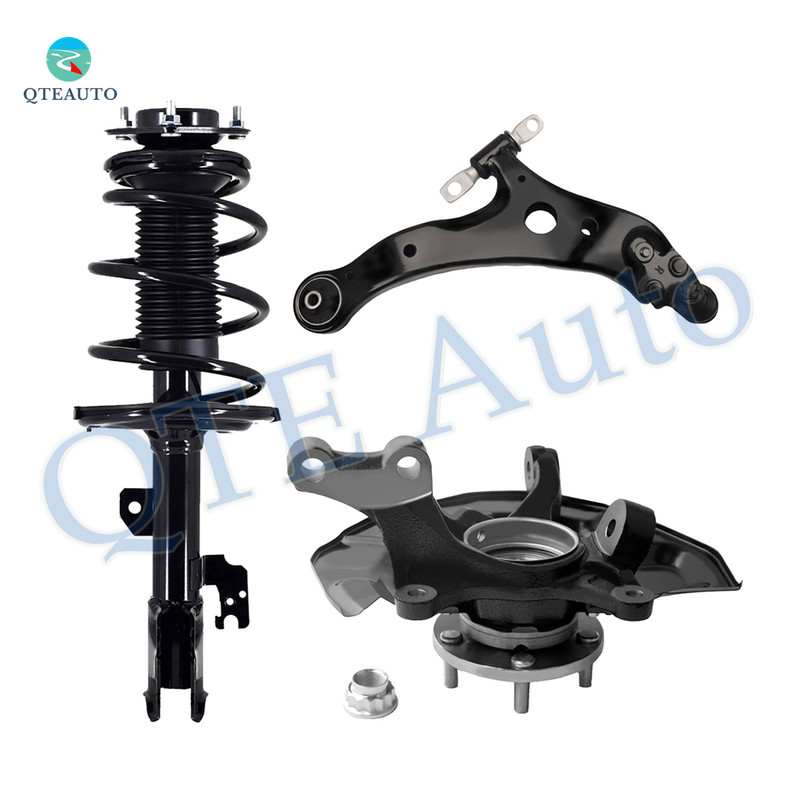 Set of 3 Front Right Lower Control Arm Ball Joint-Suspension Knuckle Assembly-Quick Complete Strut-Coil Spring Assembly For 2007-2009 Toyota Camry Exc. Japan Built