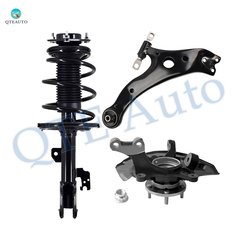Set of 3 Front Right Lower Control Arm Ball Joint-Suspension Knuckle Assembly-Quick Complete Strut-Coil Spring Assembly For 2007-2009 Toyota Camry