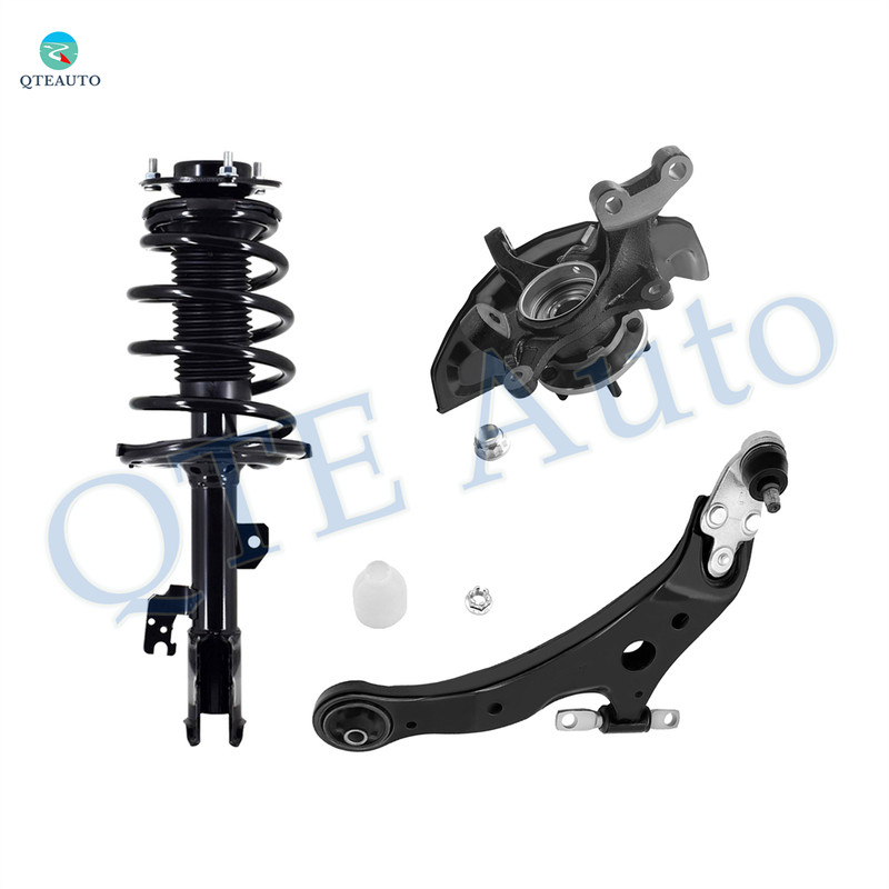 Set of 3 Front Left Lower Control Arm Ball Joint-Suspension Knuckle Assembly-Quick Complete Strut-Coil Spring Assembly For 2007-2011 Toyota Camry Japan Built