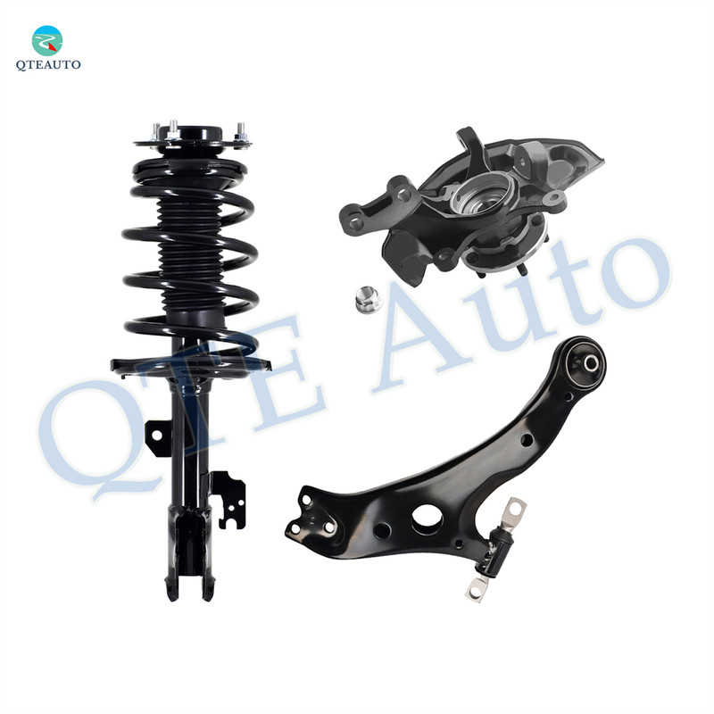 Set of 3 Front Right Lower Suspension Knuckle Assembly-Control Arm Ball Joint-Quick Complete Strut-Coil Spring Assembly For 2007-2011 Toyota Camry