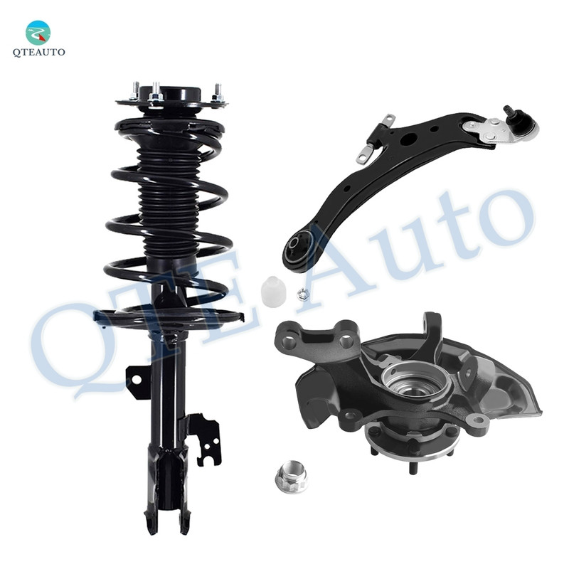 Set of 3 Front Right Lower Control Arm Ball Joint-Suspension Knuckle Assembly-Quick Complete Strut-Coil Spring Assembly For 2009-2012 Lexus ES350 From 08/2009