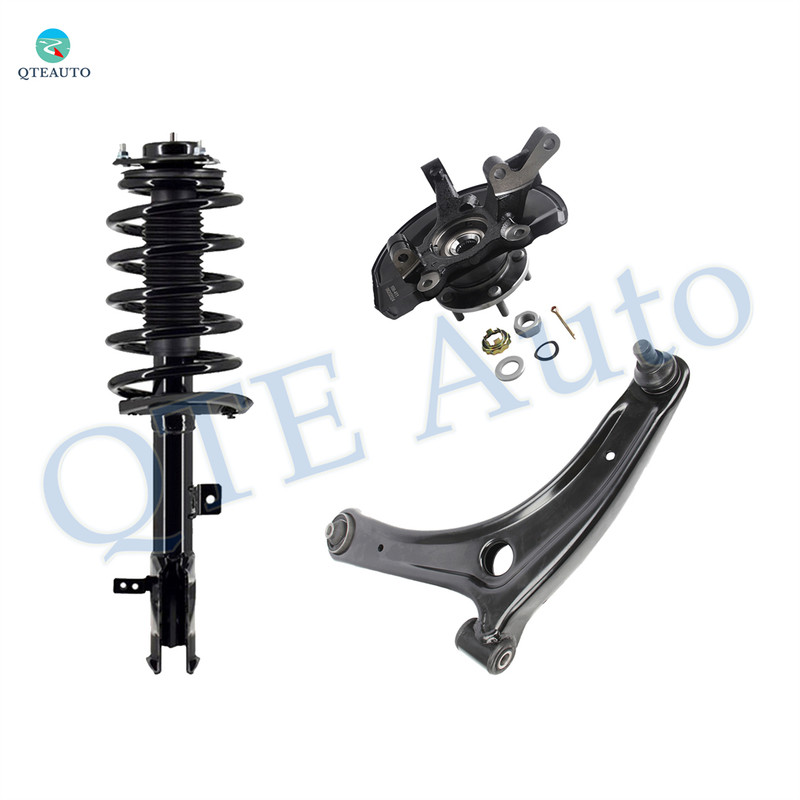 Set of 3 Front Left Lower Control Arm Ball Joint-Suspension Knuckle Assembly-Quick Complete Strut-Coil Spring Assembly For 2011-2017 Jeep Patriot 4WD