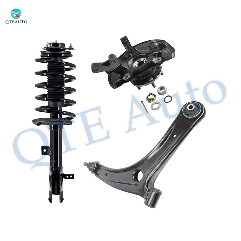 Set of 3 Front Right Lower Control Arm Ball Joint-Suspension Knuckle Assembly-Quick Complete Strut-Coil Spring Assembly For 2011-2017 Jeep Patriot 4WD