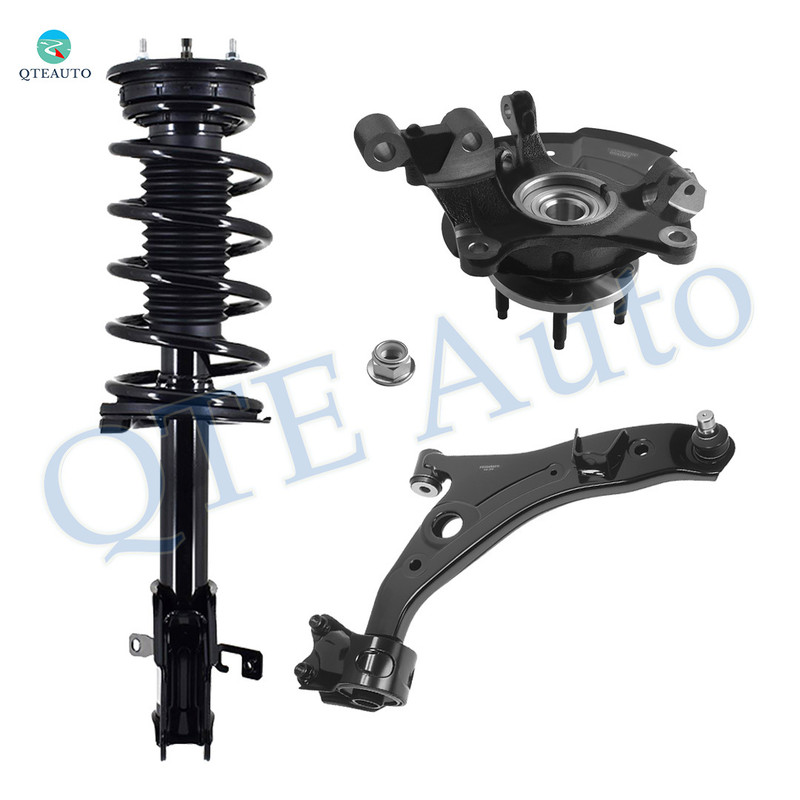Set of 3 Front Right Lower Control Arm Ball Joint-Suspension Knuckle Assembly-Quick Complete Strut-Coil Spring Assembly For 2009 2010 Ford Edge