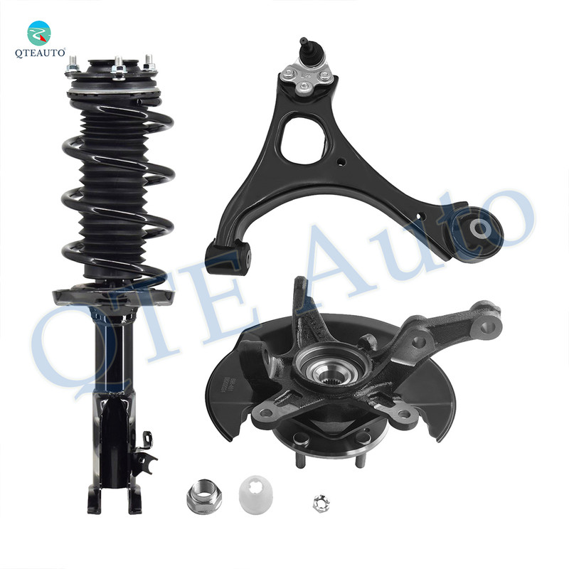 Set of 3 Front Left Lower Control Arm Ball Joint-Suspension Knuckle Assembly-Quick Complete Strut-Coil Spring Assembly For 2006-2011 Honda Civic Coupe