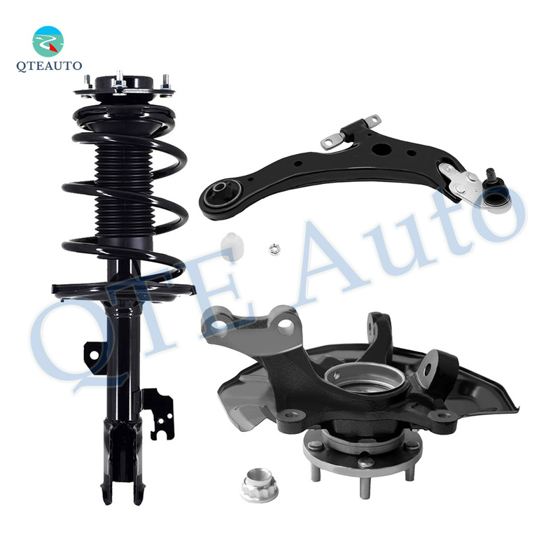 Set of 3 Front Right Lower Control Arm Ball Joint-Suspension Knuckle Assembly-Quick Complete Strut-Coil Spring Assembly For 2007-2009 Toyota Camry Japan Built