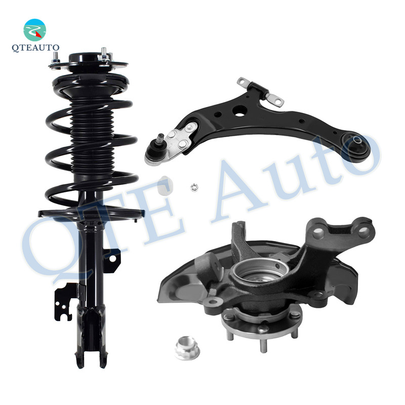 Set of 3 Front Left Lower Control Arm Ball Joint-Suspension Knuckle Assembly-Quick Complete Strut-Coil Spring Assembly For 2007-2009 Toyota Camry L4