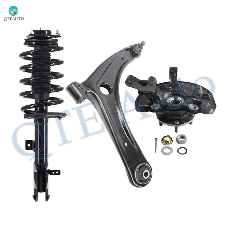 Set of 3 Front Right Lower Control Arm Ball Joint-Suspension Knuckle Assembly-Quick Complete Strut-Coil Spring Assembly For 2012-2017 Jeep Patriot