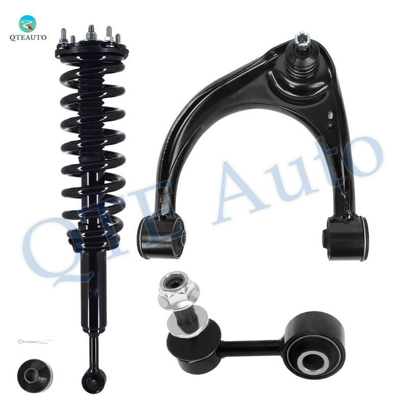 Set of 3 Front Left Upper Control Arm Ball Joint-Sway Bar Link-Quick Complete Strut-Coil Spring Assembly For 2007-2019 Toyota Tundra Monotube Performance Upgrade