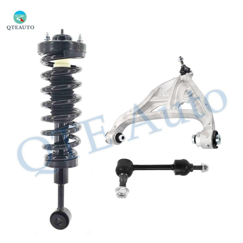 Set of 3 Front Left Lower Control Arm Ball Joint-Sway Bar Link-Quick Complete Strut-Coil Spring Assembly For 2004 2005 Ford F-150