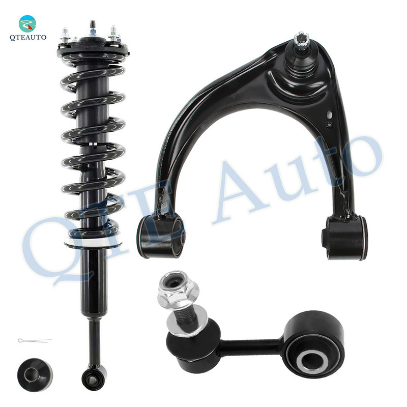 Set of 3 Front Left Upper Control Arm Ball Joint-Sway Bar Link-Quick Complete Strut-Coil Spring Assembly For 2008-2019 Toyota Sequoia