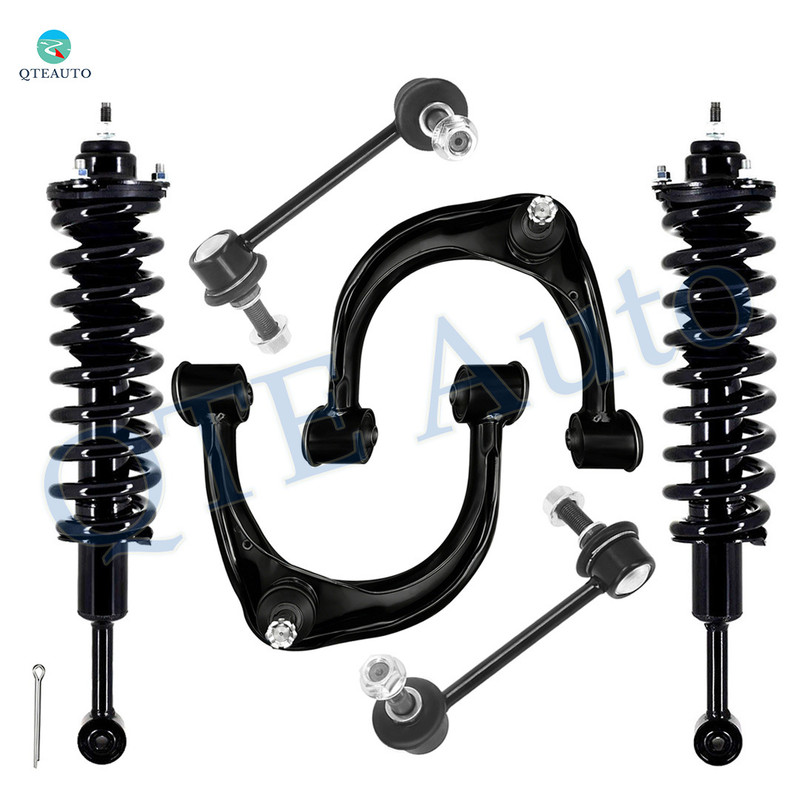 Set of 6 Front Upper Control Arm Ball Joint-Sway Bar Link-Quick Complete Strut-Coil Spring Assembly For 2003-2009 Toyota 4Runner 4WD