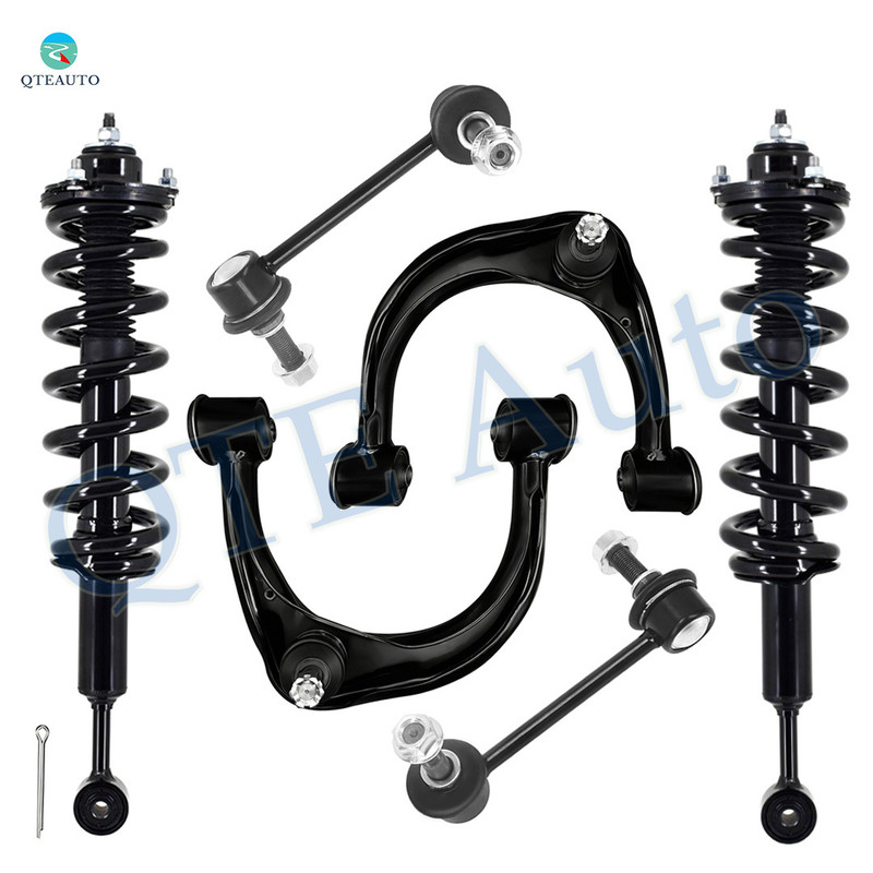 Set of 6 Front Upper Control Arm Ball Joint-Sway Bar Link-Quick Complete Strut-Coil Spring Assembly For 2003-2009 Lexus GX470