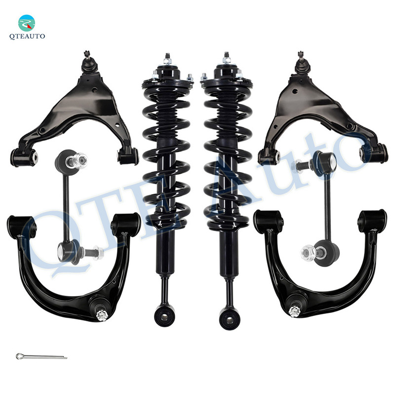Set of 8 Front Upper and Lower Control Arm Ball Joint-Sway Bar Link-Quick Complete Strut-Coil Spring Assembly For 2003-2009 Lexus GX470