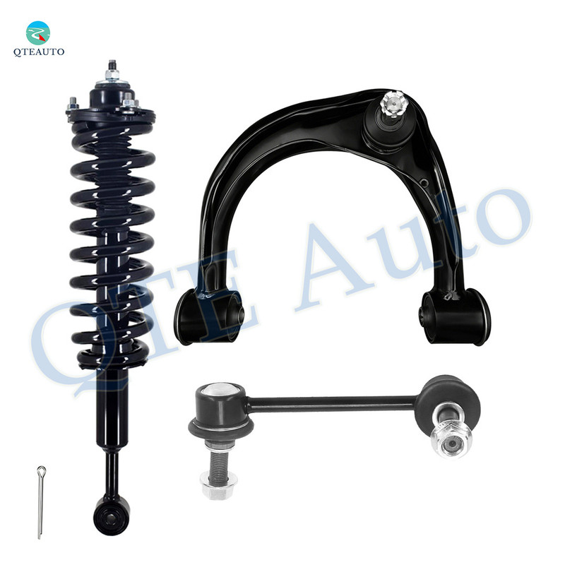 Set of 3 Front Left Upper Control Arm Ball Joint-Sway Bar Link-Quick Complete Strut-Coil Spring Assembly For 2010-2019 Toyota 4Runner RWD
