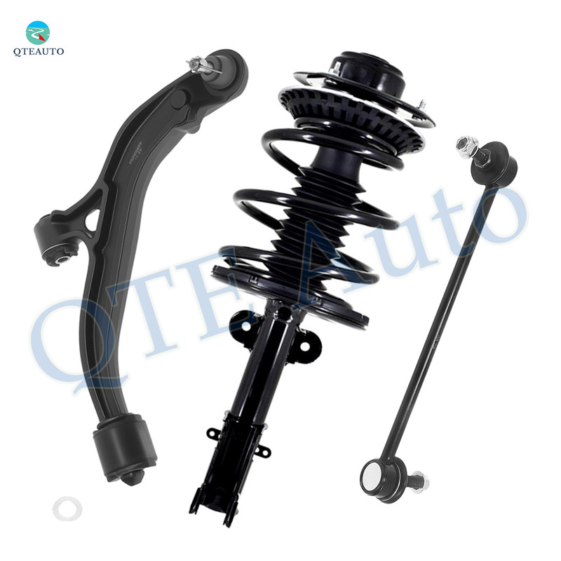 Set of 3 Front Right Lower Control Arm Ball Joint-Sway Bar Link-Quick Complete Strut-Coil Spring Assembly For 2001-2003 Chrysler Voyager